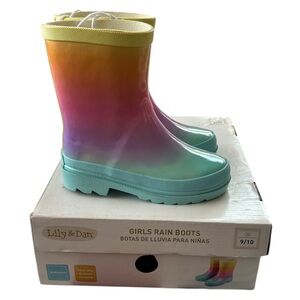 Lily &Dan Little Toddler Girls Size9-10 Rainbow Rain Boots